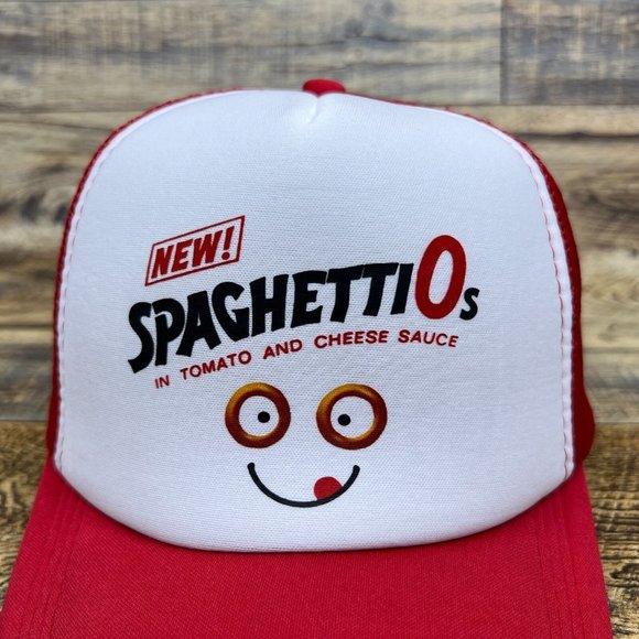Spaghetti-O Mens Trucker Hat Red Snapback Retro Logo 1960s Food Retro Ball Cap - Picture 3 of 8
